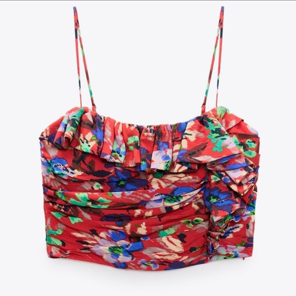 Zara Red Floral Camisole Top